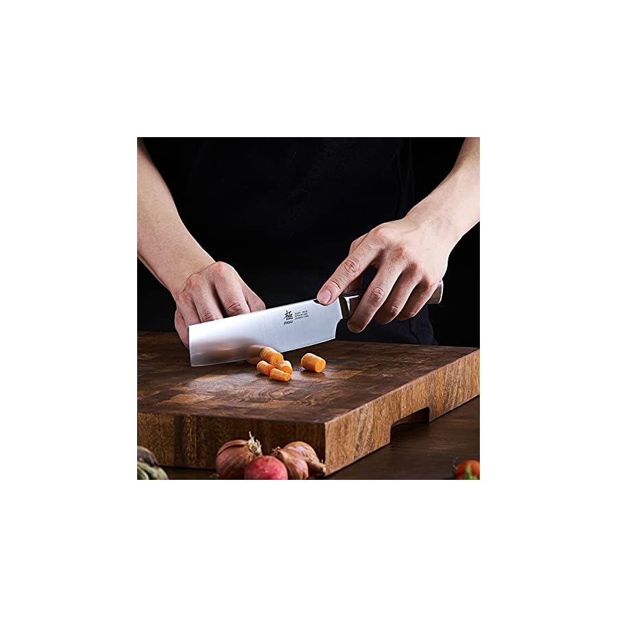 KYOKU 7 Inch Nakiri Knife - Daimyo Series - Vegetable Cleaver with Ergonomic Rosewood Handle, & Mosaic Pin - Japanese 440C Stainless Steel Kitchen Knife with Sheath & Case