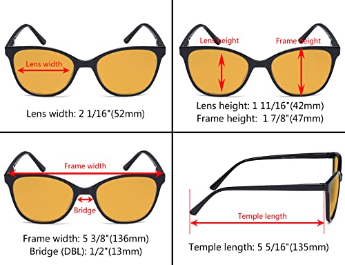 Image of Eyekepper 4 Pack Oversized Blue Light Filter Glasses - Cat Eye Design Computer Reading Glasses for Women Anti Screen Glare Blocking Digital Blue Rays Orange Tinted +1.25