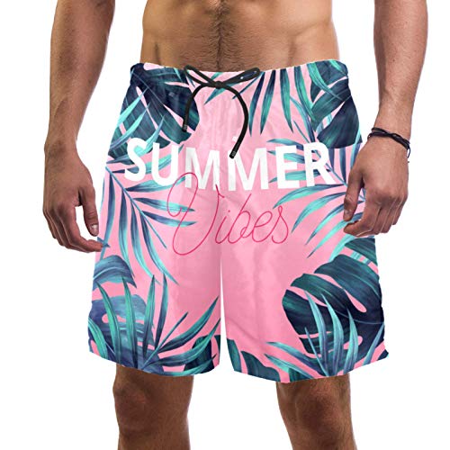 Short de bain pour homme à motif feuilles tropicales pour la plage