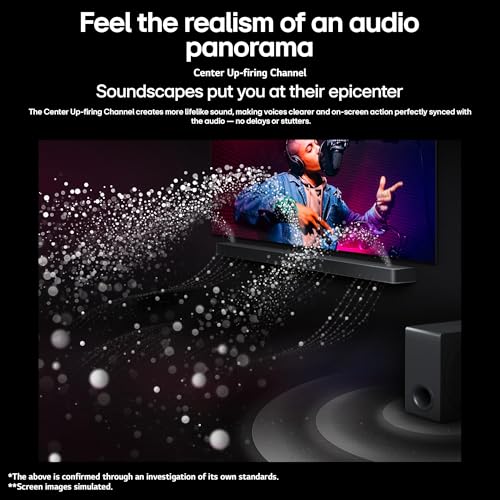 Image of LG S90TY - Smart Sound Bar, 570W, 5.1.3 Channels, Dolby Atmos and DTS Surround Soundbar, Wide Connectivity, Bluetooth, USB, Optical Input, Black