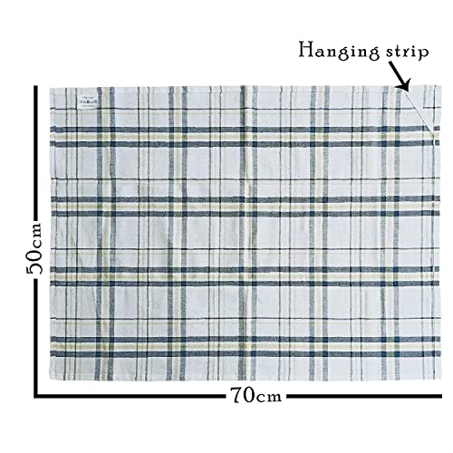 Image of AJS Living Cleaning Table Cloth Multipurpose Kitchen /Tea Towels Cotton Dish Napkin, Machine Washable Stylish Napkins, Set of 3-70 * 50 cm (Each) (Solid Blue, Yellow)