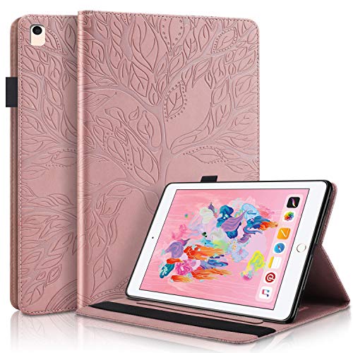 Succtop iPad 5th/6th Generation Case PU Leather Flip Wallet Cover Auto Sleep/Wake Function Smart Protective Cover for Apple iPad 2017/2018 9.7 Inch/iPad Pro 9.7"/iPad Air/iPad Air 2 Rose Gold