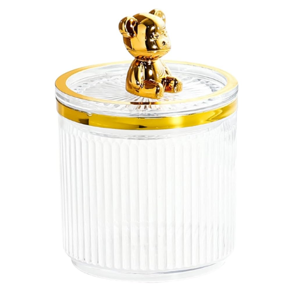 CTRLZS Cotton Swab Storage Acrylic Storage Box Cute Bear Cotton Pad Holder Makeup Organizer for Cotton Swabs Box Easy to Use Transparent
