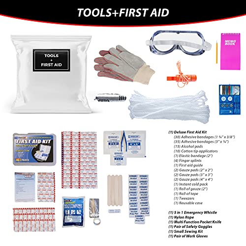 Guardian Survival Kit - Emergency Kit 2 Person, 72 Hours of Disaster Preparedness Supplies, Disaster Go Bag for Hurricanes Earthquakes Floods Tsunami with Survival Food, First Aid Kit, Water Pouches - Image 6