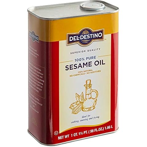 Del Destino 100% Pure, All Natural Toasted Sesame Oil - 1.66 Liter | 1 Tin Cover