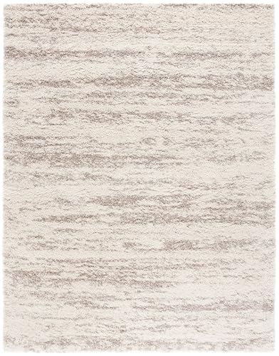 SAFAVIEH Hudson Shag Collection Area Rug - 11' x 15', Ivory/Beige, Geometric Design, Plush 1.9 Inch Thick Ideal for High Traffic Areas in Living Room, Bedroom, Dining (SGH206B)
