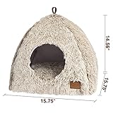 CATISM Katzenbett Waschbar Katzenschlafplatz für Katzen Katzenhöhle Plüsch Haustier Katzenkopfkissen Katzenhaus Katzenkissen Flauschiges Kätzchen Welpen Kuschelbett Haustierbett Kaffee