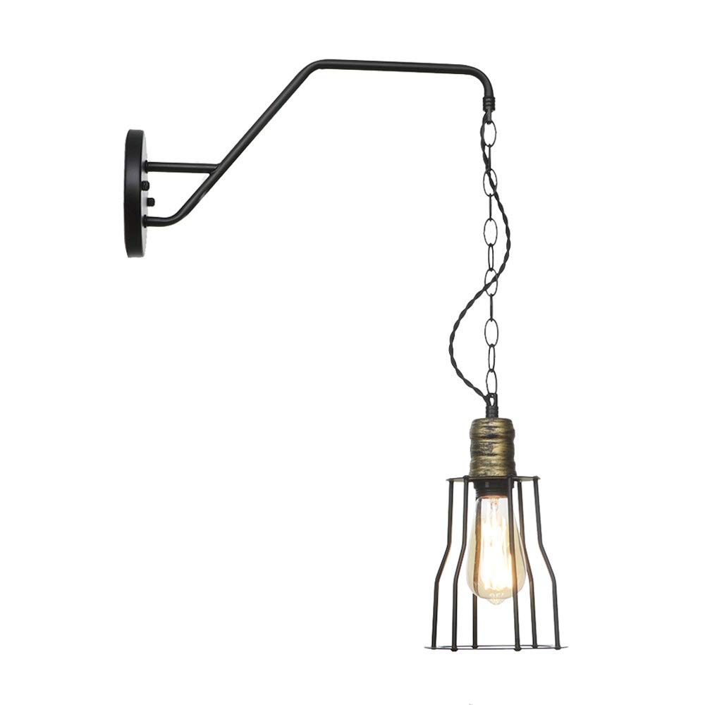 OZBMA Wall Mounted Light Industrial Retro Lantern lamp Metal Wrought Iron Chain American LOFT Vintage Single Head Sconce E27 Edison Restaurant Aisle Staircase Lighting Reading