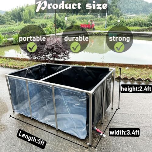 Aquarium Pool Pond,Collapsible Fish Ponds for Outside with Transparent Clear Viewing Panel,270 Gallon Fish Tank,PVC Canvas Above Ground Pond,Indoor/Outdoor Pond for Koi,Goldfish,with Drain Valve - Thumbnail 6