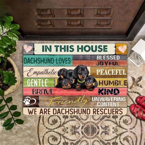 ���փ}�b�g ���̉Ƃł͎������̓_�b�N�X�t���g�ł� 50×80cm doormat In This House We Are Dachshund Funny