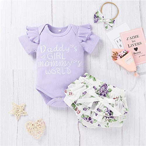 Image of Catpapa Newborn Baby Girl Romper Jumpsuit Bodysuit +Pants Shorts+Headband Outfit Set