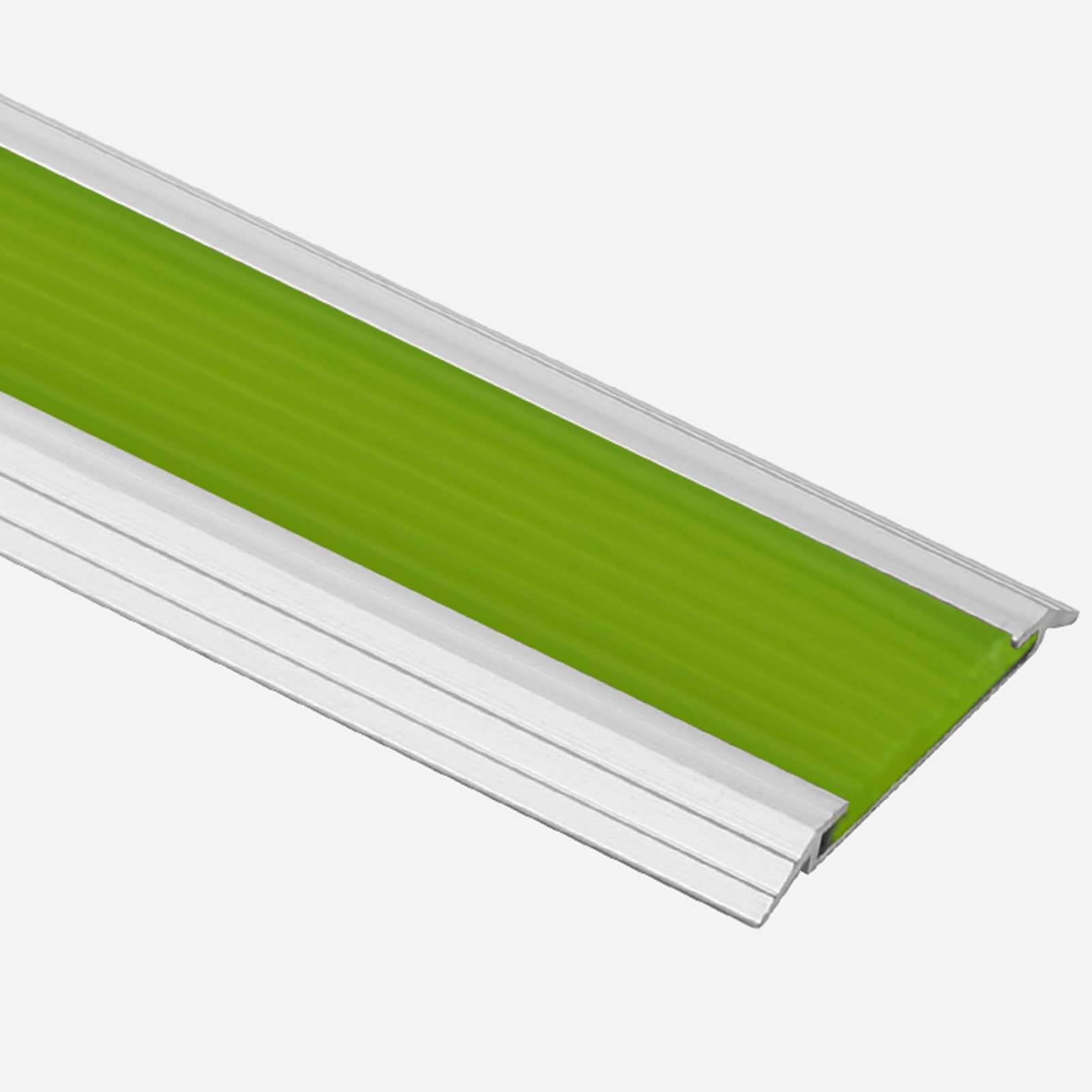 Bande de transition pour marche escalier aluminium antidérapant lumineux vert 50mm