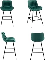 Vista 6 de 24 Inches Velvet Upholstered Island Stools, Bartools Set of 2, Fabric Counter Stools with Back, Counter Height Bar Chairs with Black Legs for Home