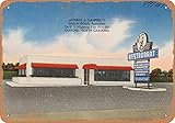 7 x 10 METAL SIGN - North Carolina Postcard - Monroe's Campbell's, Drive-in Griddle Restaurant, on U.S. Highways 1 - - Vintage Rusty Look