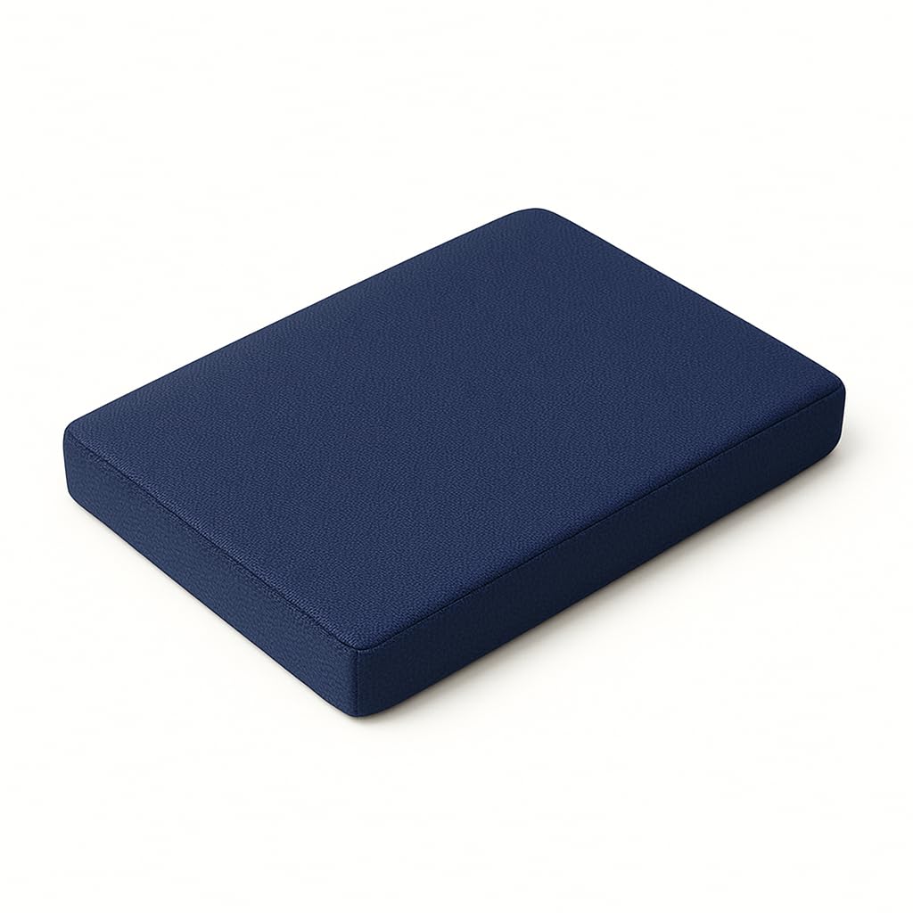 Pilates Head Cushion Headpad for Yoga Memory Foam 2"/ 5cm Pillow for Balance Pad, Knee Pads, Pilates Block or Yoga Cushion Removable Organic Polyester Cover Machine Washable 30×20×5cm (Navy Blue)