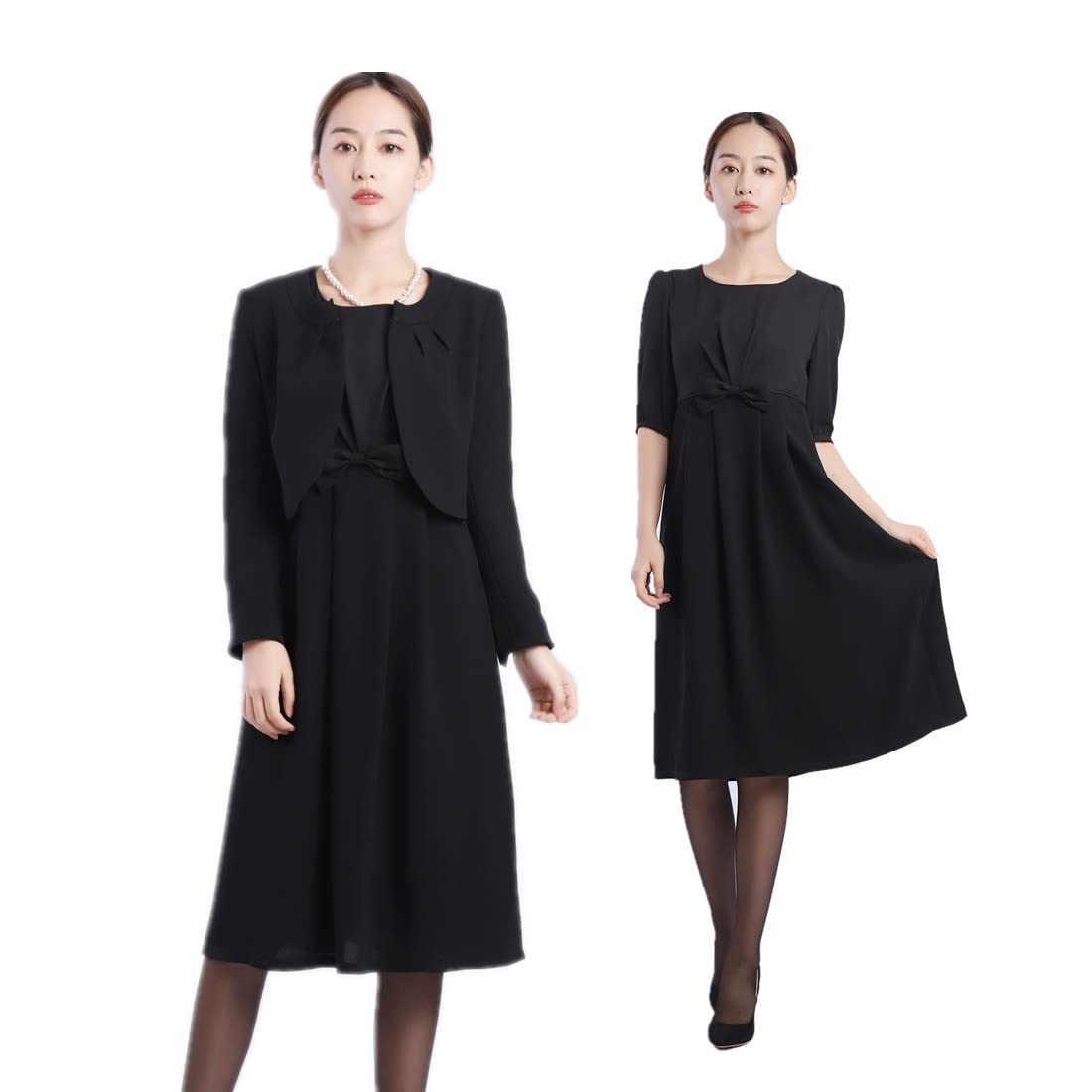 Black Formal Women's Mourning Clothing Ensemble, Dress, Formal Dress, All Seasons, Black, 9 号 Regular-image-12