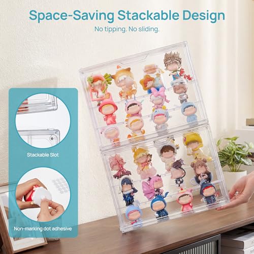 Image of Vtopmart 2 Pack Acrylic Display Case, Stackable Figure Display Case with Magnetic Door & Adjustable Shelves, Clear Collectibles Showcase for Action Figures, Miniatures, Models
