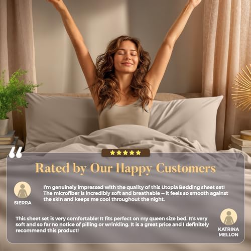 Image of Utopia Bedding Bed Sheet Set - 4 Piece King Bedding - Soft Brushed Microfiber Fabric - Wrinkle, Shrinkage & Fade Resistant - Easy Care (King, Beige)