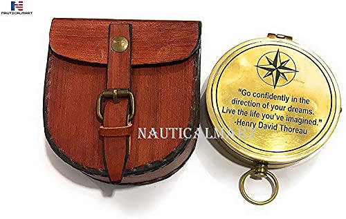 Brújula de Bolsillo de Latón con Estuche de Cuero miniatura 2