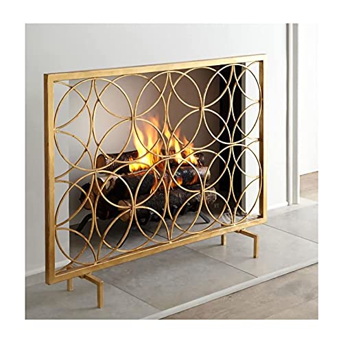 Pantalla Protectora para Chimenea, Pantalla Protectora contra Incendios Dorada de 30,7 Pulgadas de Alto, Malla metálica Protectora contra Incendios co