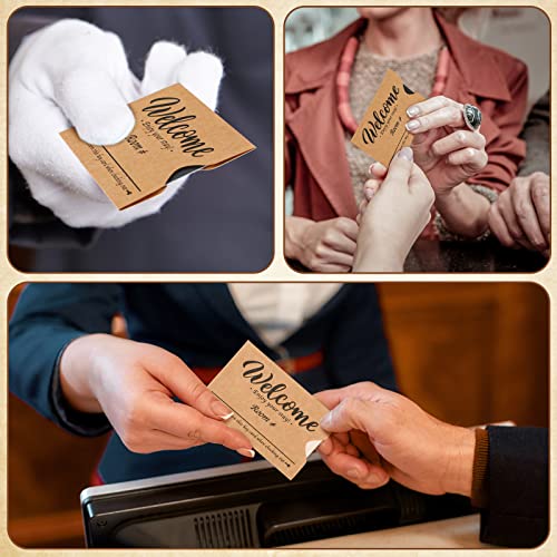 Image of Sabary 1000 Pcs Kraft Paper Hotel Key Card Envelope Credit Card Protectors Cover Gift Card Envelope Holder Sleeves Printed Welcome Guests Enjoy Your Stay for Business, 2.36 x 3.54 Inch (Pack of 2)