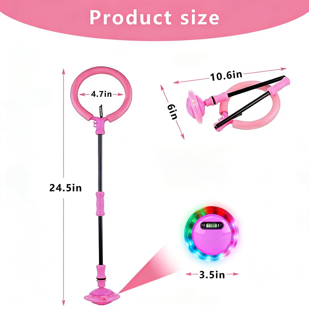 Anello di Salto della Caviglia,Palla per Caviglia con Luce LED Lampeggiante,Giochi caviglia di salto,Jumping Ball Palla da Salto Pieghevole per ragazze ragazzi regalo,esercizio fisico (Rosa - B)