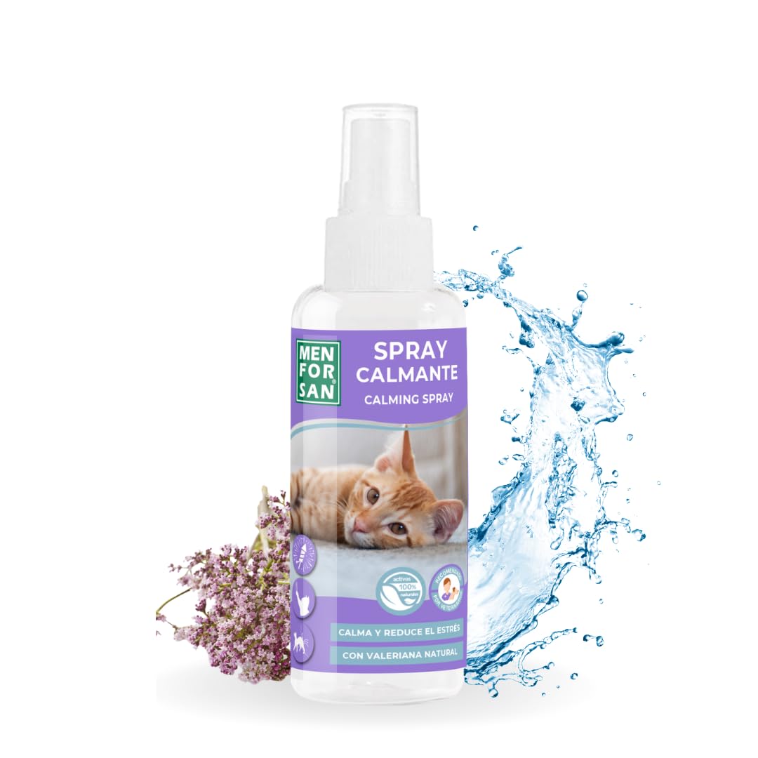 MENFORSAN Spray calmante para Gatos | con Valeriana Natural | Calma y Reduce el Estrés | Efecto Inmediato | 60 ml