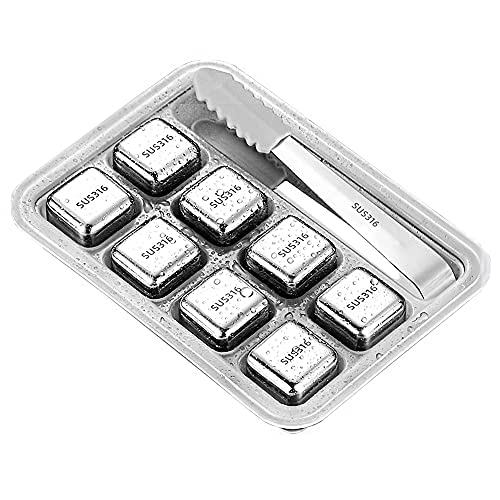 BESTHOT Whiskey Stones Set of 8 Stainless Steel whiskey Ice Balls 316 Stainless Steel Ice Cubes, Metal Ice Cubes, Reusable Steel Ice Cubes for Drink