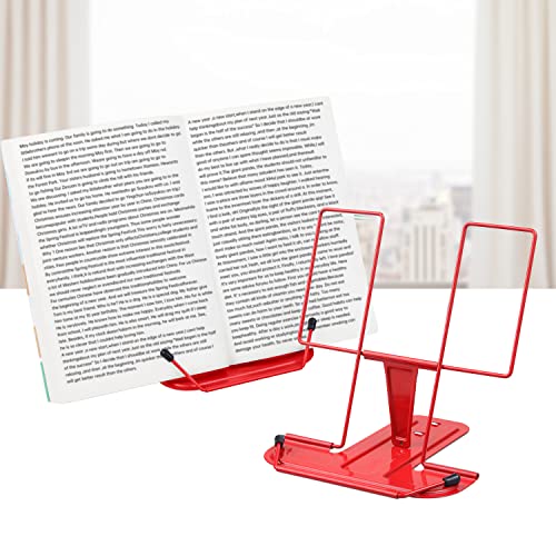 Msdada 2Pc Metal Book Stand For Desk, Adjustable Reading Rest Book Holder, Portable Cookbook Documents Holder, Sturdy Typing Stand For Recipes Textbooks Tablet Music Books With Page Clips (Red) #TOP21