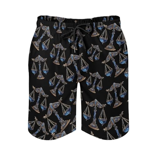 Libra Zodiac Sign Mens Swim Trunks Quick Dry Beach Swimming Shorts with Mesh Lining and Pockets3