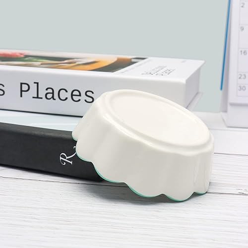 Miniatura 3 de Soporte de clip de papel de cerámica con lindo soporte de clip de dinosaurio verde, moderno dispensador de vasos de papel para oficina en casa,