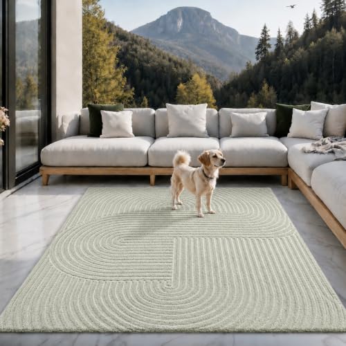 the carpet Santo Plus Tapis Moderne pour Salon, Chambre à Coucher, Vert, Style bohème, 140 x 200 cm, en polypropylène