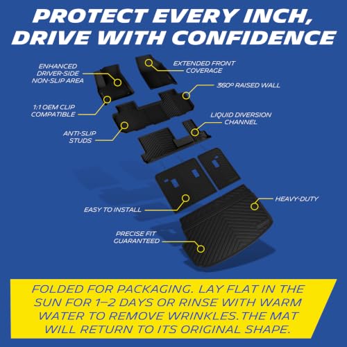Image of Michelin Vehicle Mats for 2018-2023 Chevrolet Traverse 8 Seats Bench Seats | All-Weather TPE Custom Fit Liner, Premier