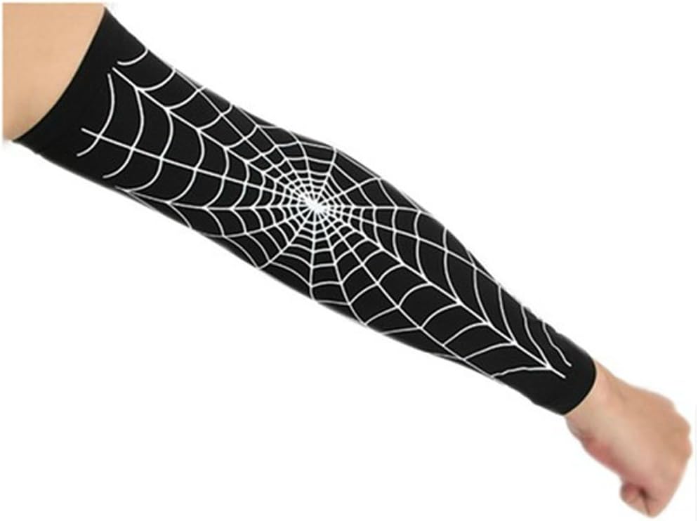 PANDA SUPERSTORE Black with White Spider Web Compression Basketball Shooter Sleeve, Size M