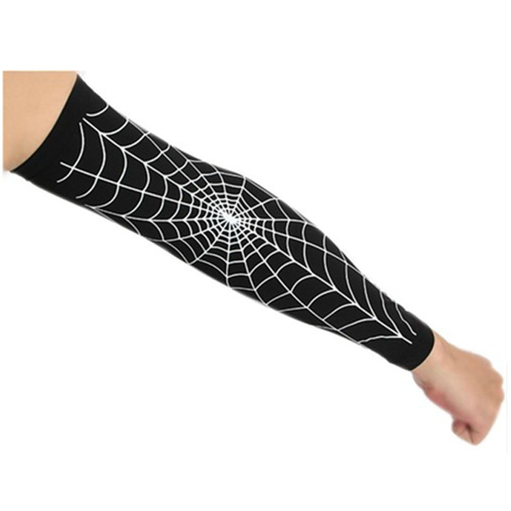PANDA SUPERSTORE Black with White Spider Web Compression Basketball Shooter Sleeve, Size M