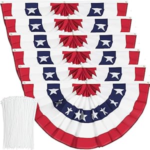USA Pleated Fan Flag American US Bunting Flag Patriotic Half Fan Banner Flag with Canvas Header and Brass Grommets for 4th of July Memorial Day Indoor Outdoor Decoration 6 3×6 Feet