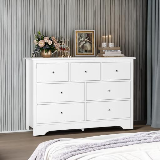 13引き出しドレッサー　衣装チェスト　Drawer Dresser　白 Amazon.com: FOTOSOK White Dresser 7 Drawer with 19'' Deeper Depth