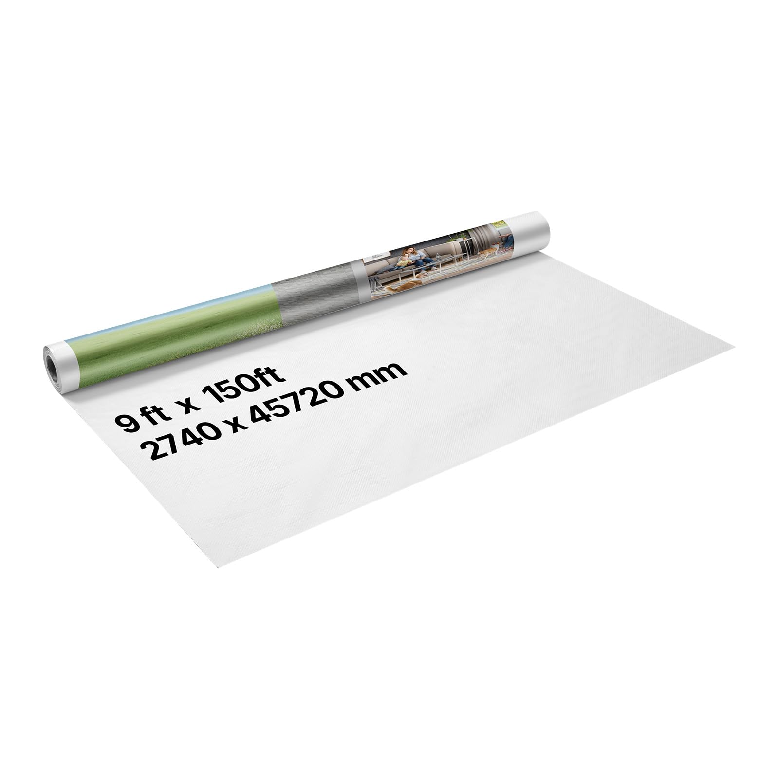 VEVOR Hausfolie, 2,74 x 45,72 m, Dampfbremsfolie, 0,13 mm dicke Dampfsperre, strapazierfähige Dampfsperrfolie für reißfeste, dampfsperrende Abdeckplane für Wohn- und Gewerbebauten, weiß