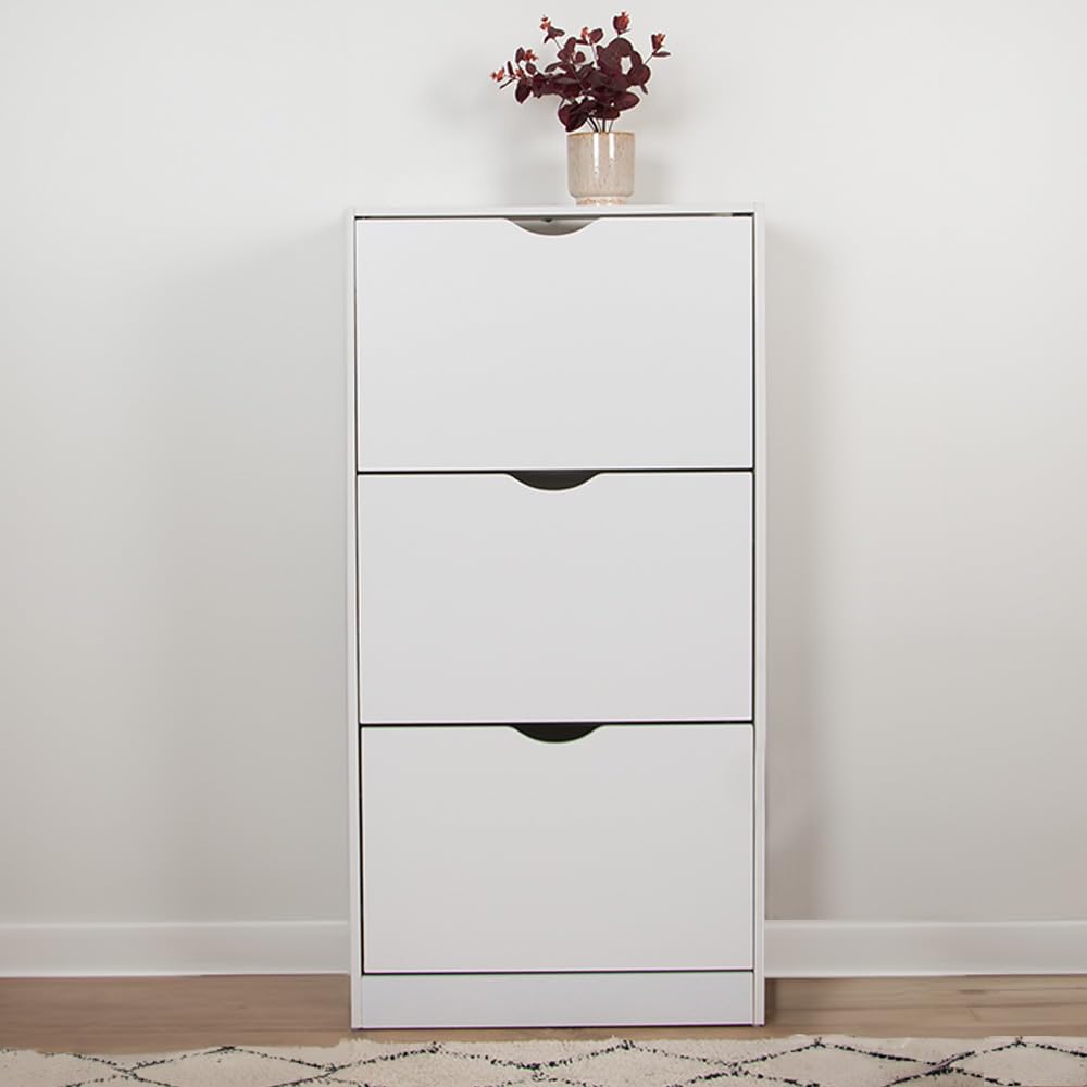 Milton & Oldbrook Armoire à Chaussures Prato - Meuble de Rangement Moderne pour 18 Paires, Design Compact en Bois Noir