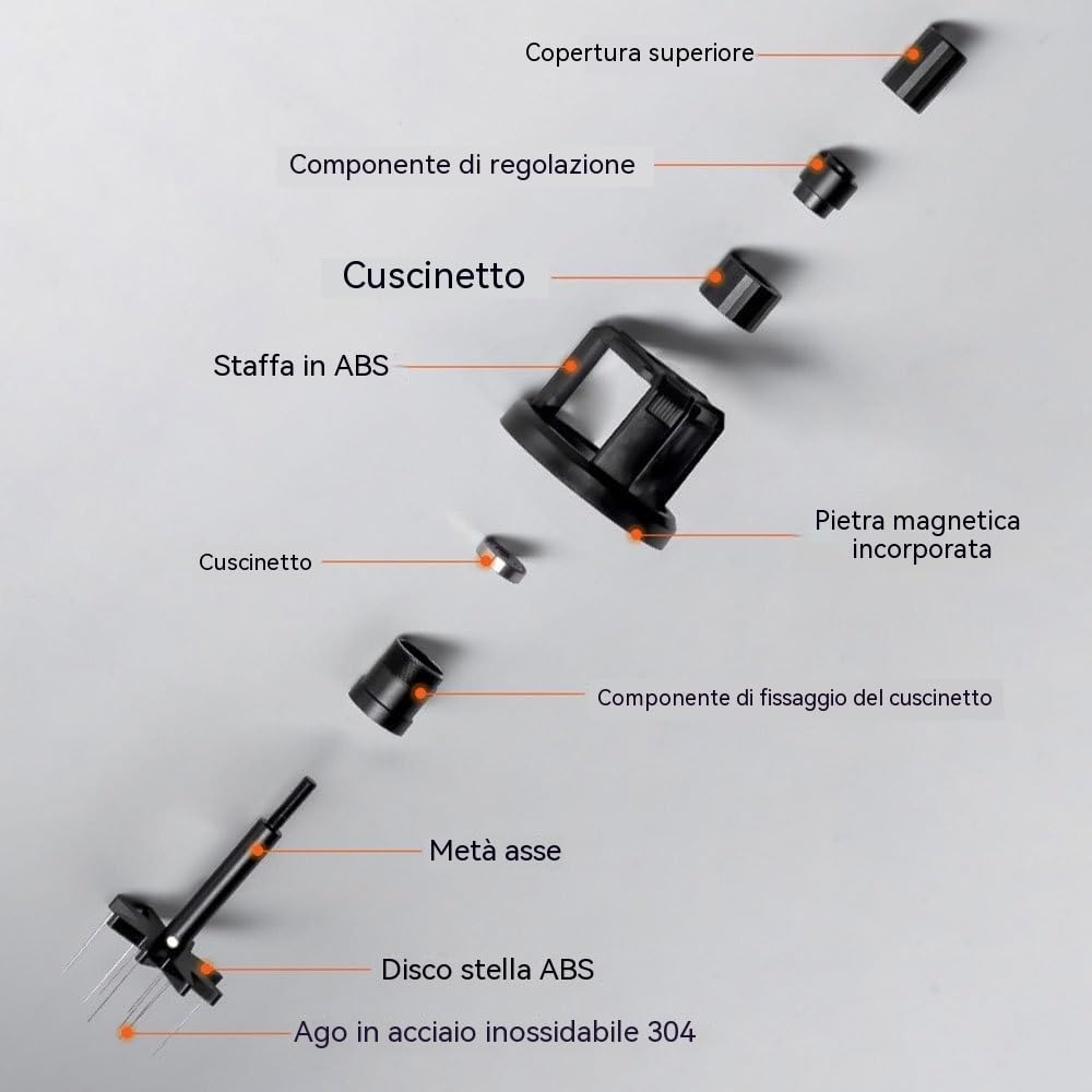 Strumento WDT 51/53/58mm regolabile per espresso – Utensile di distribuzione con 10 aghi in acciaio inox – Agitatore magnetico per caffè per macchina da espresso (53mm)