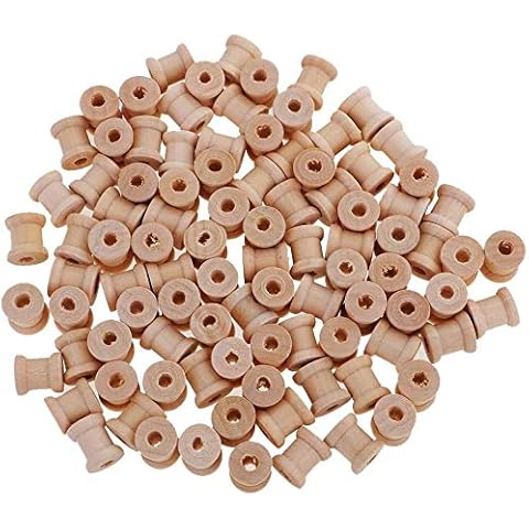 N/W Bobinas de hilo de madera natural vintage vacías, 100 uds. Cover