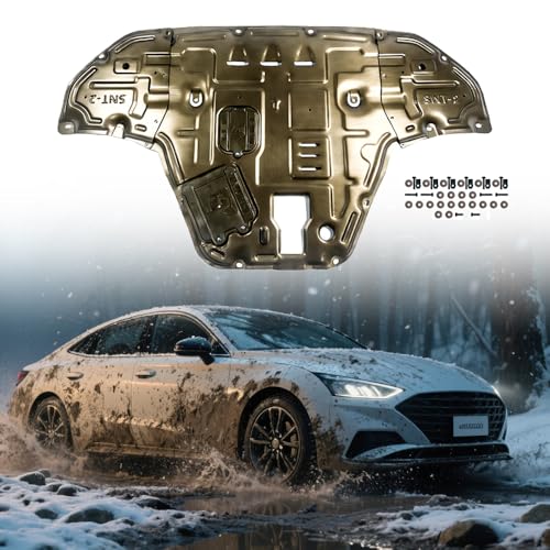 Image of Aluminum-Magnesium Alloy Engine Splash Shield Fit for Hyundai Sonata 2020 2021 2022 2023 Heavy Duty Front Skid Plate for Radiator, Engine & Transmission w /Screw Hardware,Service Holes & Vent Design