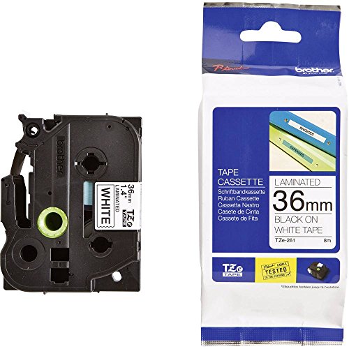 Brother TZe-261 Labelling Tape Cassette, 36 mm (W) x 8 m (L), Laminated, Brother Genuine Supplies - Black on White