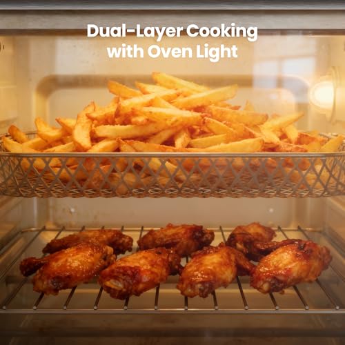 Kismile 25QT Air Fryer Toaster Oven Combo, 12-in-1 Large Countertop Convection Airfryer Oven, 70–450℉, Bake, Roast, Reheat, Broil, Fits 12″ Pizza, Includes Full Accessories, Stainless Steel(Silver) - Image 5