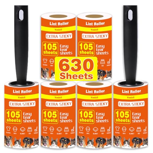 Image of Yvnicll 630 Sheets Extra Sticky Lint Rollers for Pet Hair