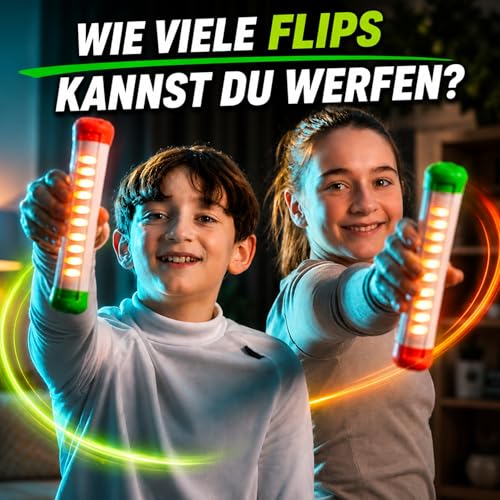 Stickflip Wie viele Flips Kannst du Werfen? | Die selbstzählende Flip Challenge | 10 Skill Spiele jeweils mit Highscore | Cooles Spielzeug für Kinder Teenager & Erwachsene | Solo und Multiplayer