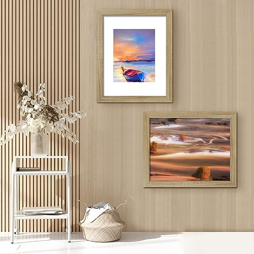 Image of LUCKYLIFE 16x20 Frames for Wall, Display Pictures 11x14 with Mat or 16x20 without Mat, Pack of 2, Natural Woodgrain