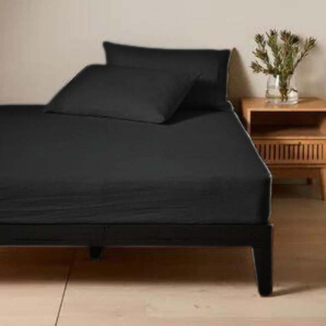Parure de lit en lin noir d'exception, le luxe du confort King Size 198x203cm