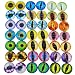 JJG 50PCS(25Pairs) 6mm Mixed Style Dragon Eyes Doll Eyes Half Round Glass Dome Cabochons for Doll Puppet or DIY Jewelry Making