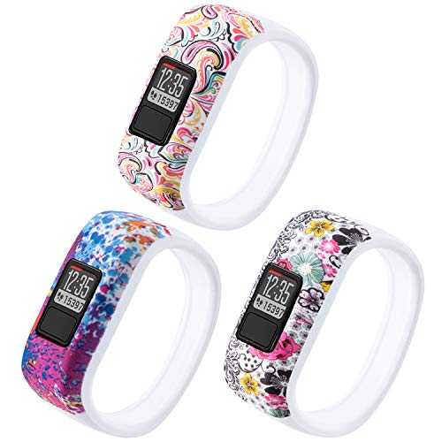 Vozehui Watch Band Compatible with Garmin Vivofit 3/Vivofit JR/Vivofit JR 2, Colorful Soft Silicone Replacement Sport Wristbands for Kids Boys Girls Men Women, Small Large